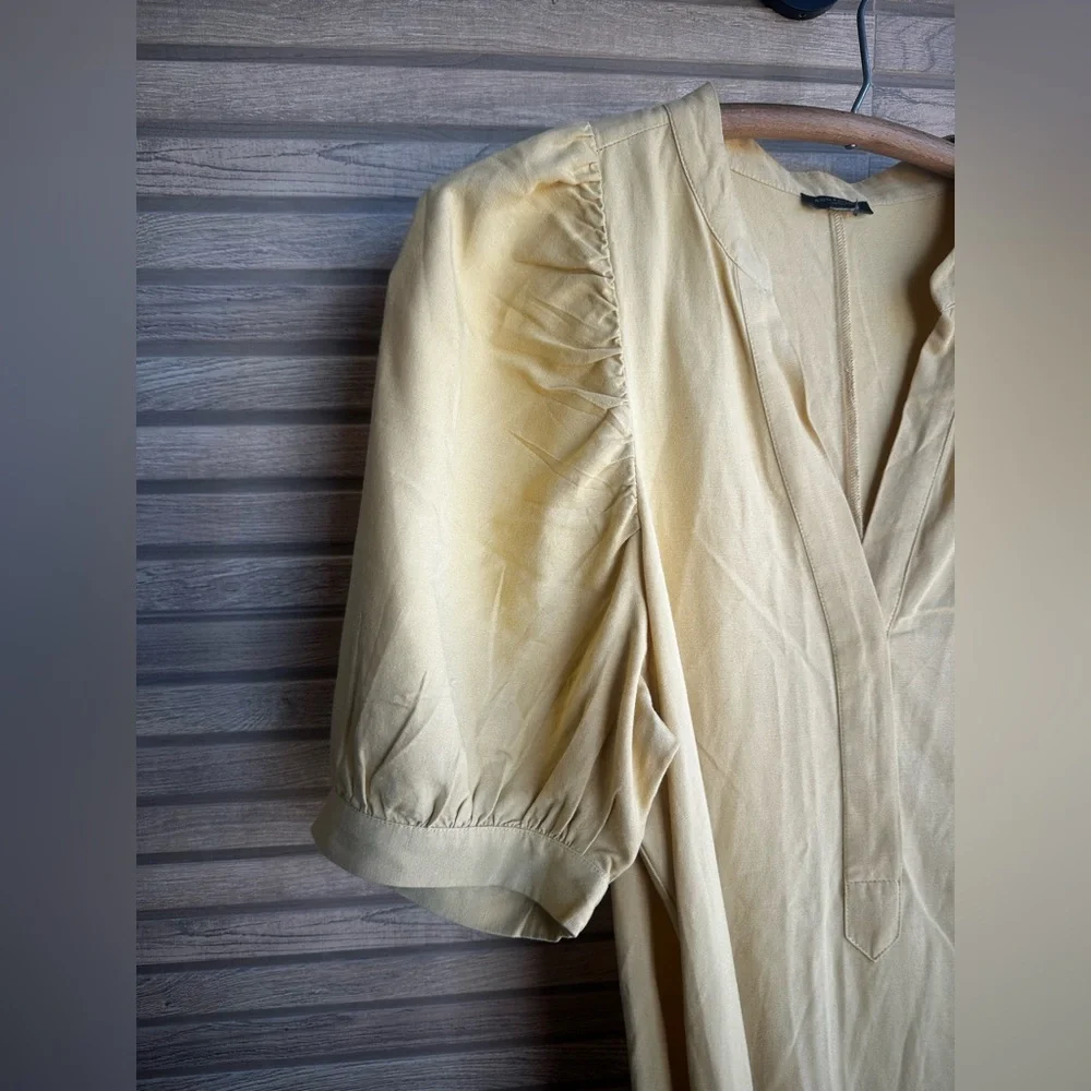 Ann Taylor Long Sleeve Buttery Yellow LINEN Dress - Picture 6 of 8